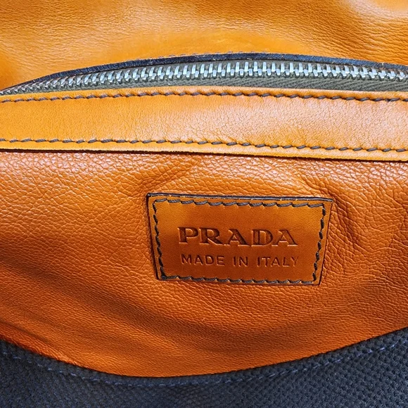 Prada Authentic Vintage Canvas & Leather Bowling Bag Purse Made in Italy!  🇮🇹 - Picture 6 of 15